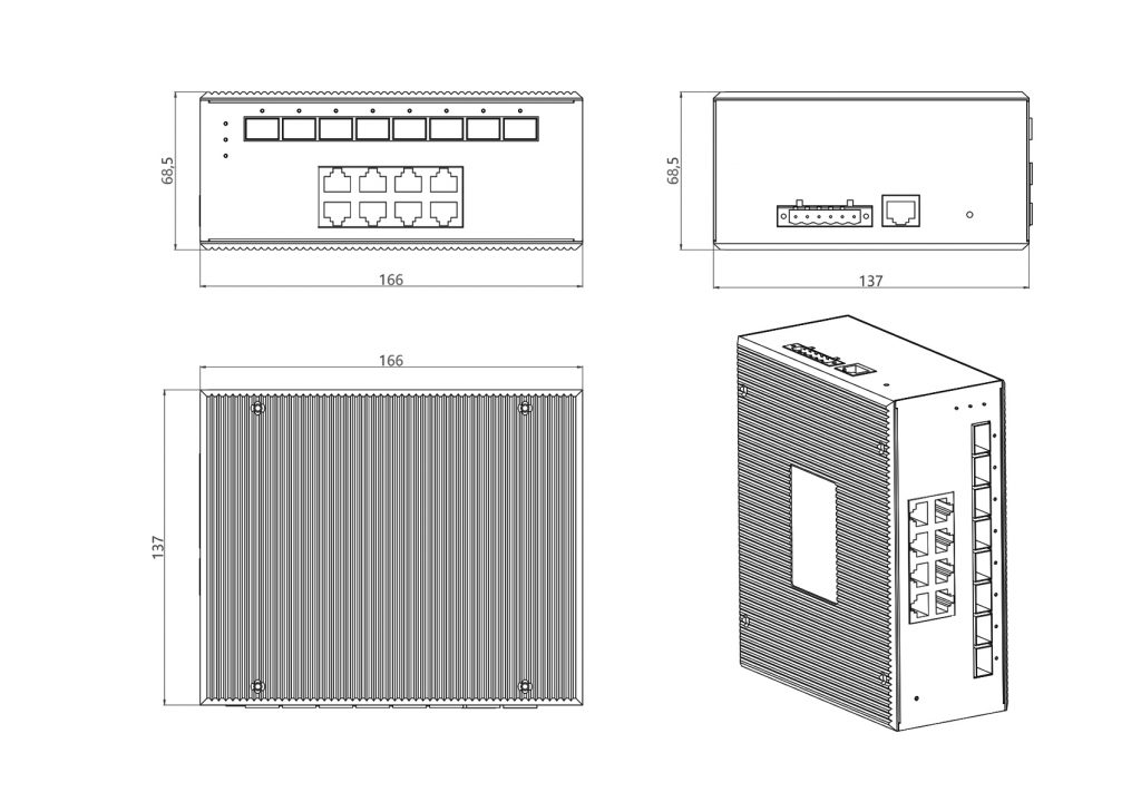 8-port 10/100/1000BASE-TX+8G SFP Managed Industrial Switch - Managed Industrial Switches - 2