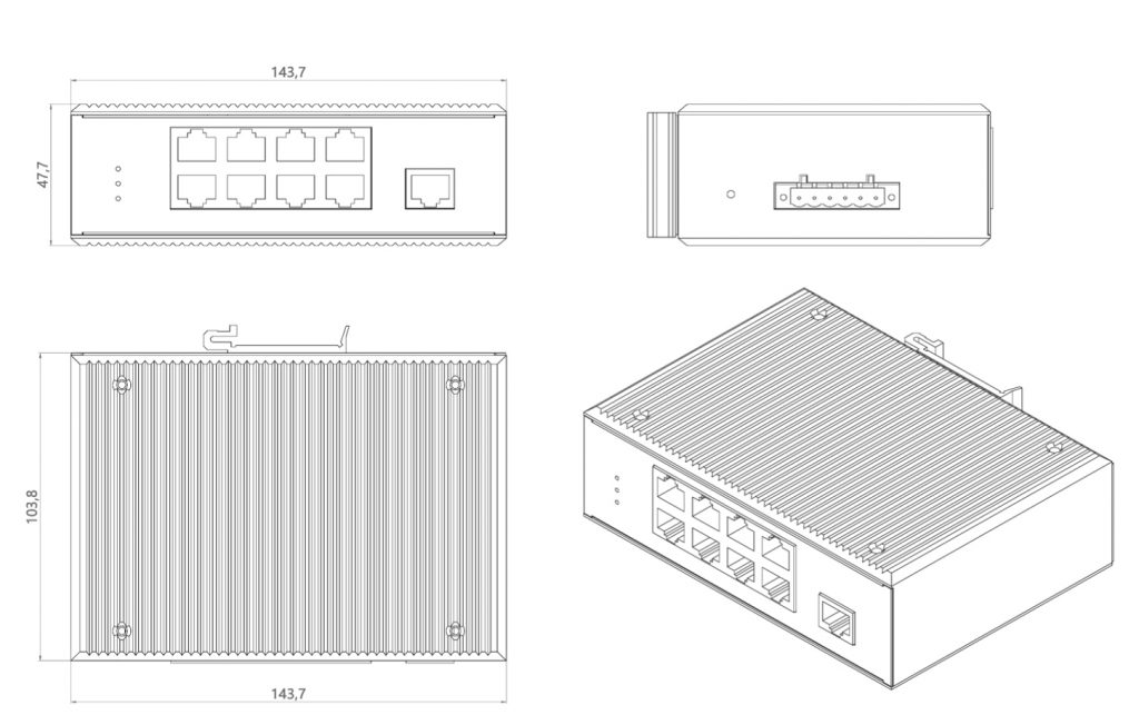 8-port 10/100/1000BASE-TX+1000Base-FX Industrial Ethernet Switch - Industrial Ethernet Switches - 2